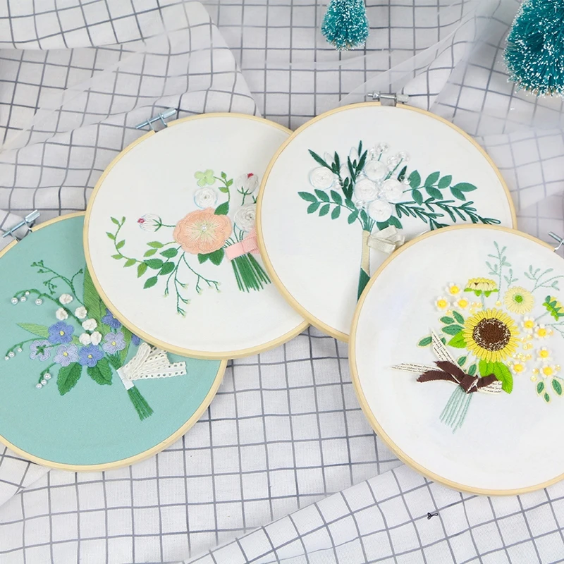 

Hand Embroidery DIY Modern Embroidery Plant Handcraft Needlework Cross Stitch Kit Cotton Embroidery Painting Hoop Home Decor