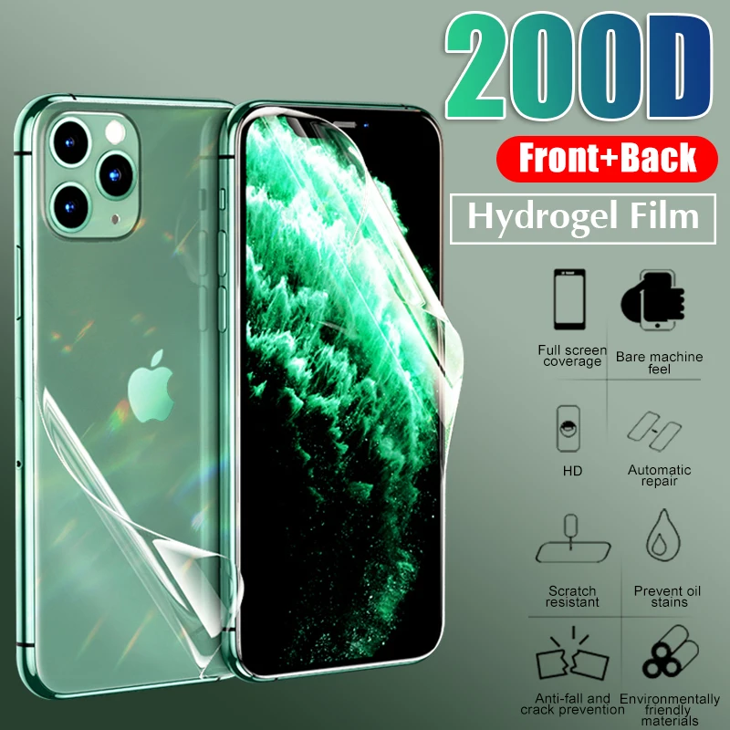 200D Передняя и задняя защитная Гидрогелевая пленка полное покрытие для IPhone X XR XS 11
