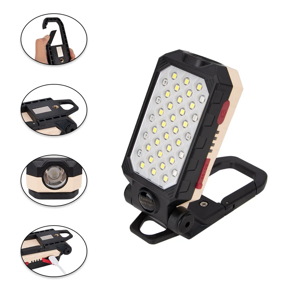 COB Work Light Portable LED Flashlight USB Rechargeable Adjustable Waterproof Camping Lantern Magnet Design with Power Display | Лампы и
