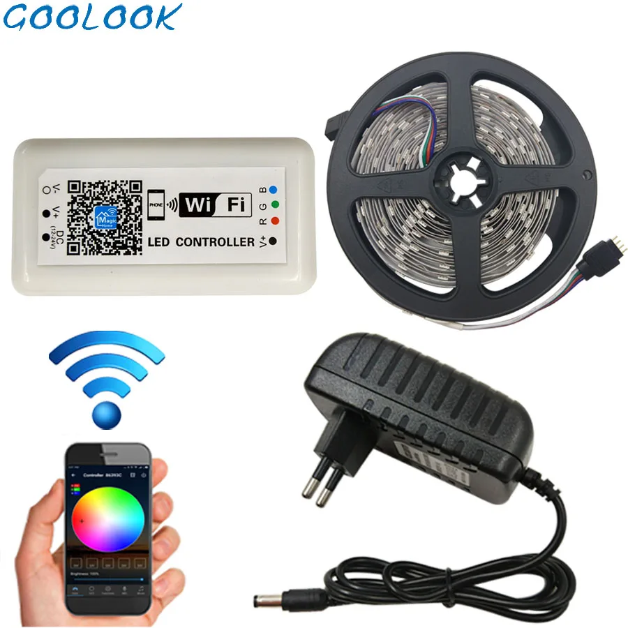 Светодиодные ленты светильник Водонепроницаемый RGB 5050 2835 полосы Android Wi Fi пульт