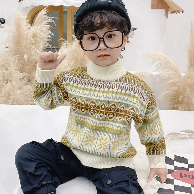 

Новинка 2022, Детский свитер на осень и зиму, теплая детская одежда с длинным рукавом, наряды для маленьких мальчиков, одежда