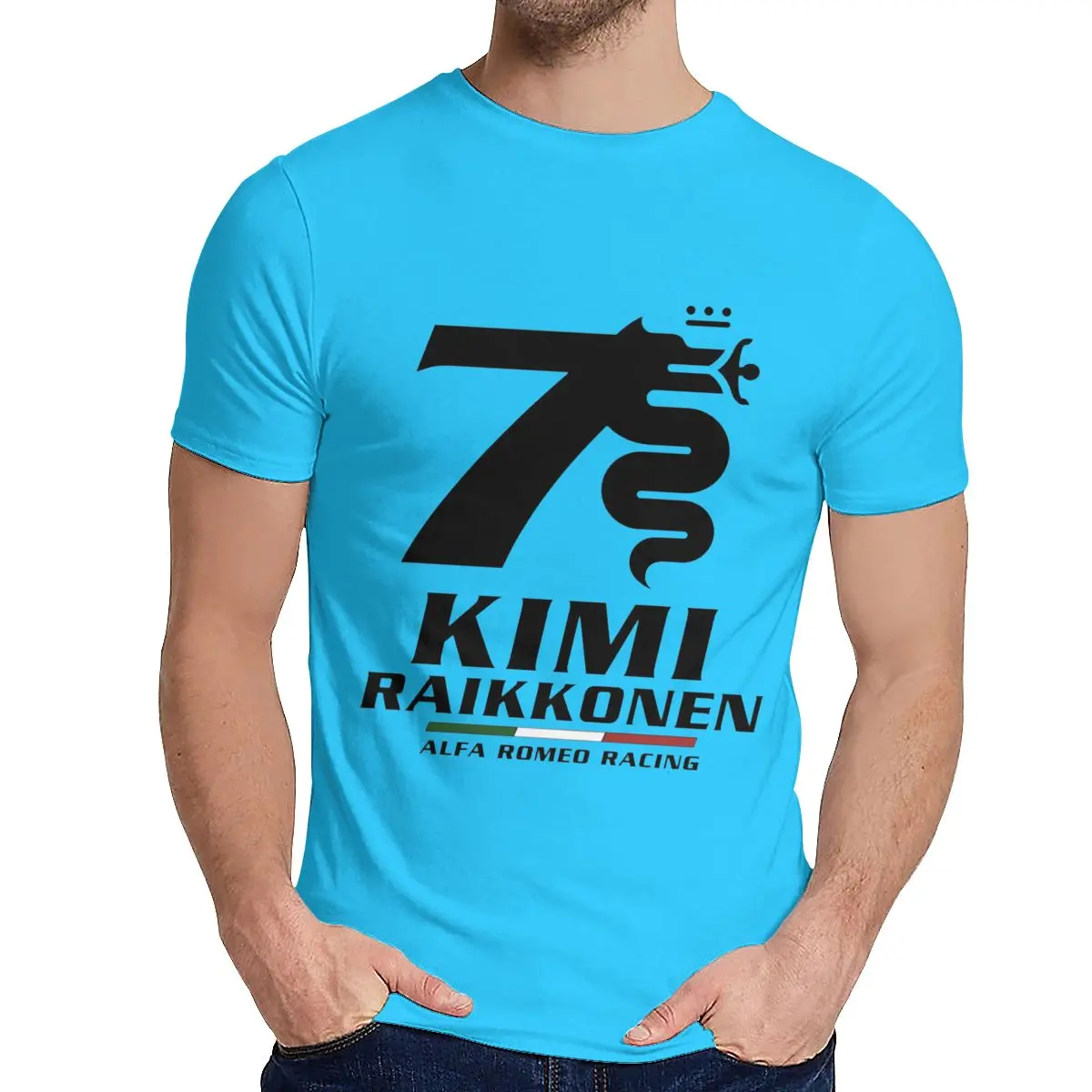 Футболка с круглым вырезом Kimi Raikkonen Alfa Romeo Racing Новая удобная мужская футболка S-6XL - Color: Royal Blue
