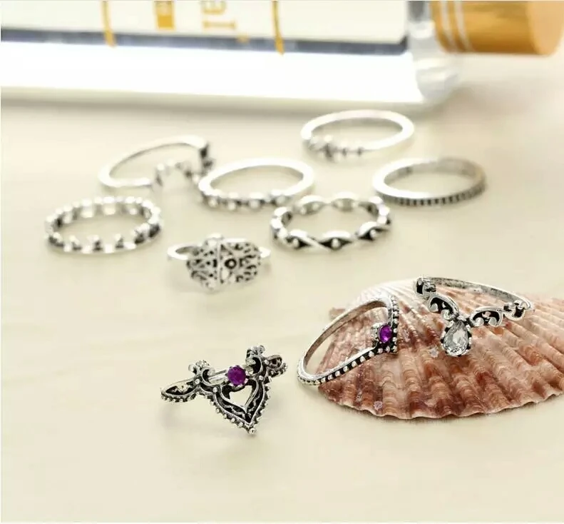 Товары 10 шт. в наборе Женское кольцо стиле панк этнический хиппи ювелирное