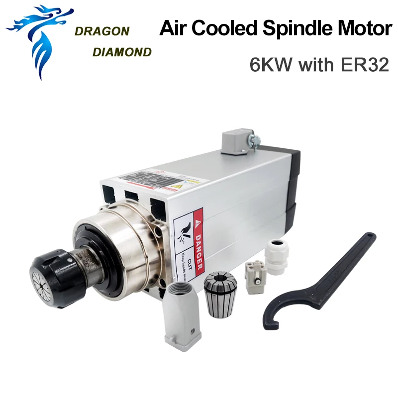 Шпиндель с воздушным охлаждением квадратной формы мотор шпинделя 6 кВт 380 В 18000