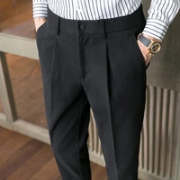 autumn winter woolen business dress pant for mens solid color casual slim wedding office social suit pants streetwear trousers