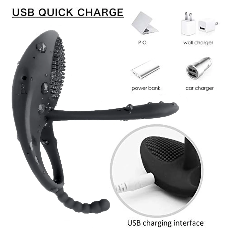 Вибратор кольцо с двойным пультом дистанционного управления вибрирующее