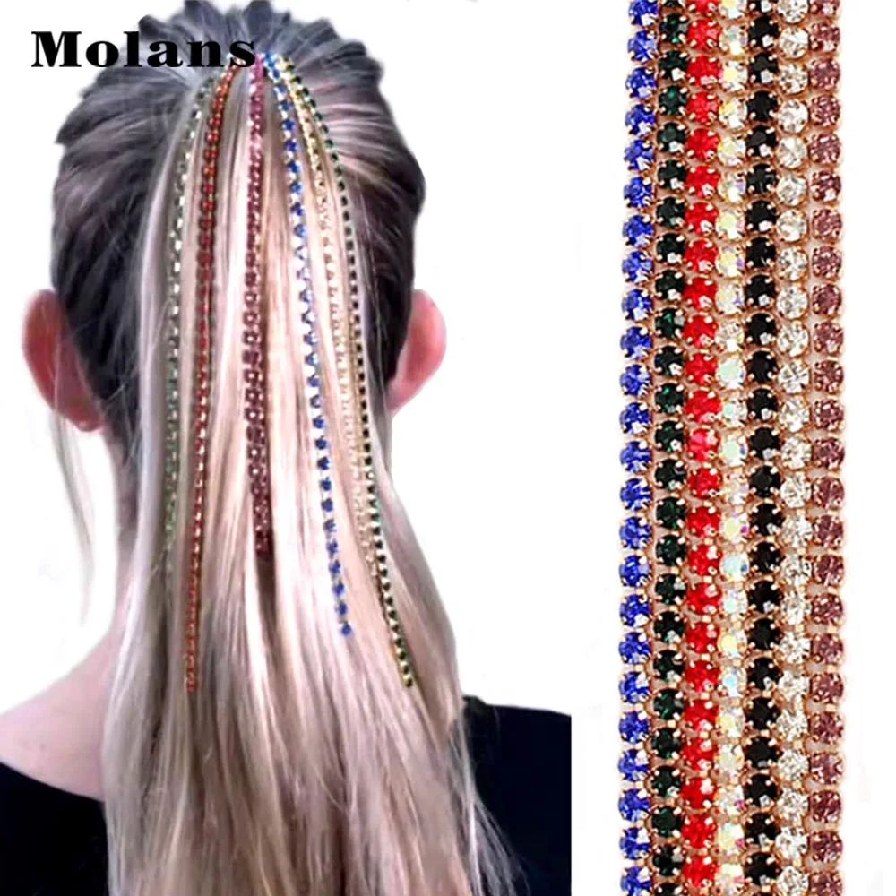 

Molans BB Clip Long Hair Chains Colorful Rhinestone Head Chains Trend Personality Hair Clip Hair Accessories For Women Hairclip