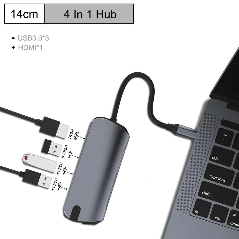 4-in-1 Type c концентратор для мульти-Хаба USB 3,0 HDMI 4 K/SD/TF кард-ридер/PD зарядка аудио/RJ45 адаптер для MacBook Pro type c usb-хаб - Цвет: 4-in-1