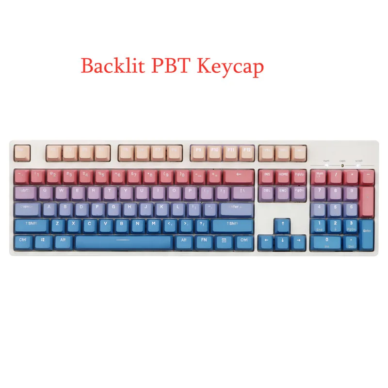 

108 Keys Keycaps Computer Mechanical Keyboard Gaming Keyboard Backlit PBT Keycap Wired USB Keyboard PBT Keycap Set (No Keyboard)