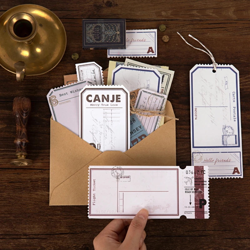 

Journamm 20pcs/pack Retro Trip Journal Letterpress Deco Memo pads Child Gift Scrapbooking Kawaii Decorative Stationery Memo pad