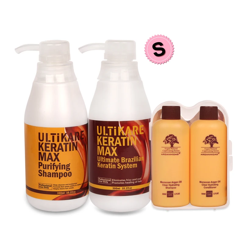 

Professional 300ml Ultikare Keratin straight hair treatment+300ml Purifying Moisturizing Damaged Shampoo+Travel Hair Care Set