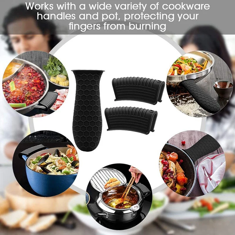 

Silicone Hot Handle Holder Cover Set Assist Pan Handle Sleeve Potholders Cast Iron Skillets Handles Grip Covers