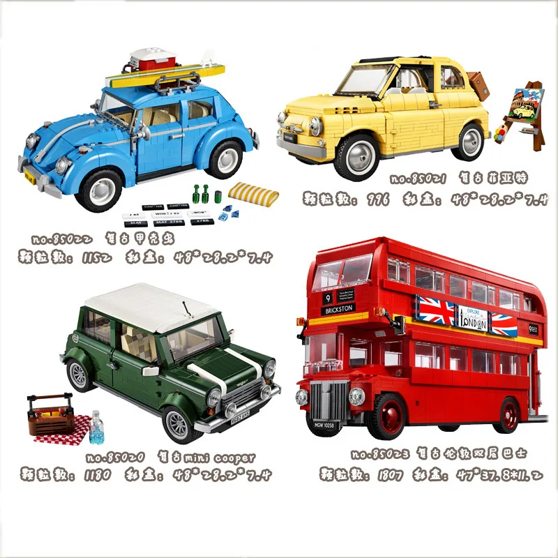 

Classic blocks GM58020-023 London Bus/Beetle Nostalgia car model building blocks 10258 mini toys for childs black Friday gifts