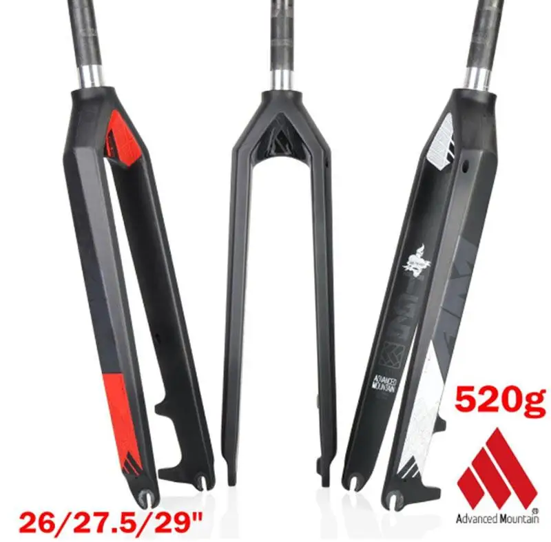 Bicycle Fork AM TG6 26/27.5/29er inch 3K Full carbon fiber Fork Mtb Road Mountain Bike fork Bicycle Parts 1-1/8" 580g