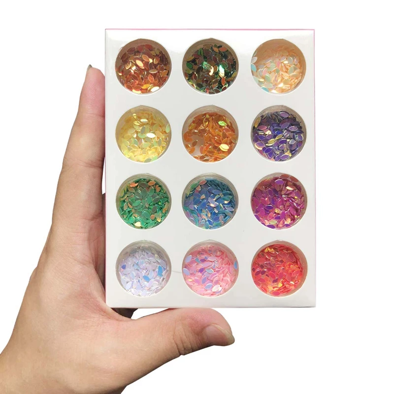 Лак для ногтей 12 коробок Блестки конский глаз сверкающие блестки массивные слизи