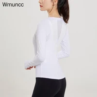 wmuncc yoga shirts tight clothes womens long sleeve high elastic sports top running fitness training blouse