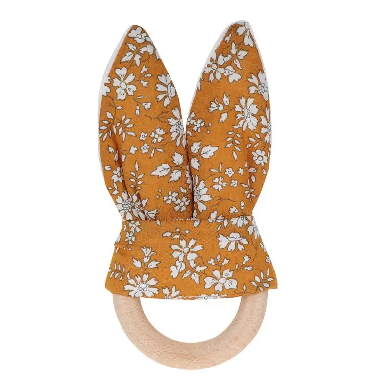 

Baby Teether Beech Wooden Ring Teething Rattles Chew Play Gym Montessori Toy