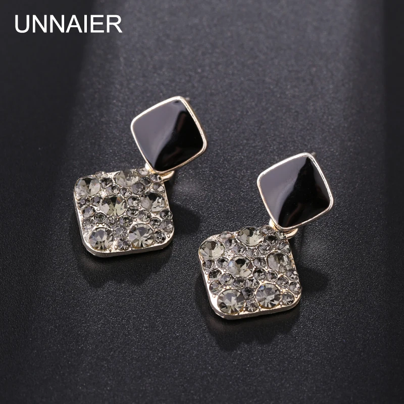 

Earrings female geometric black full diamond oil drop earrings S925 silver needle hypoallergenic 2021 new fashion earrings