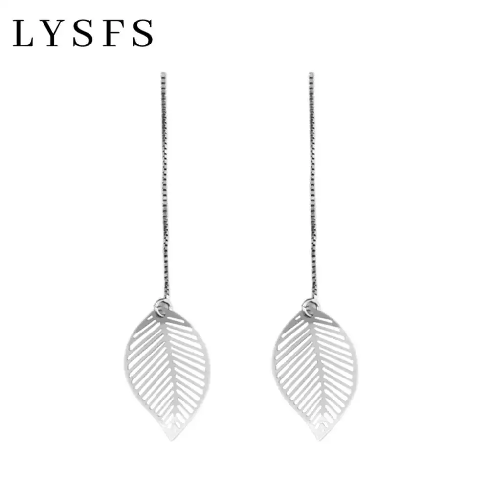 Женские серьги SODROV элегантные из висячие серебра 925 пробы с листьями