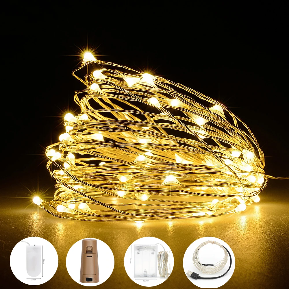 2 м/5 м/10 м светодиодный светильник Гирлянда для праздника Нового года Сказочная