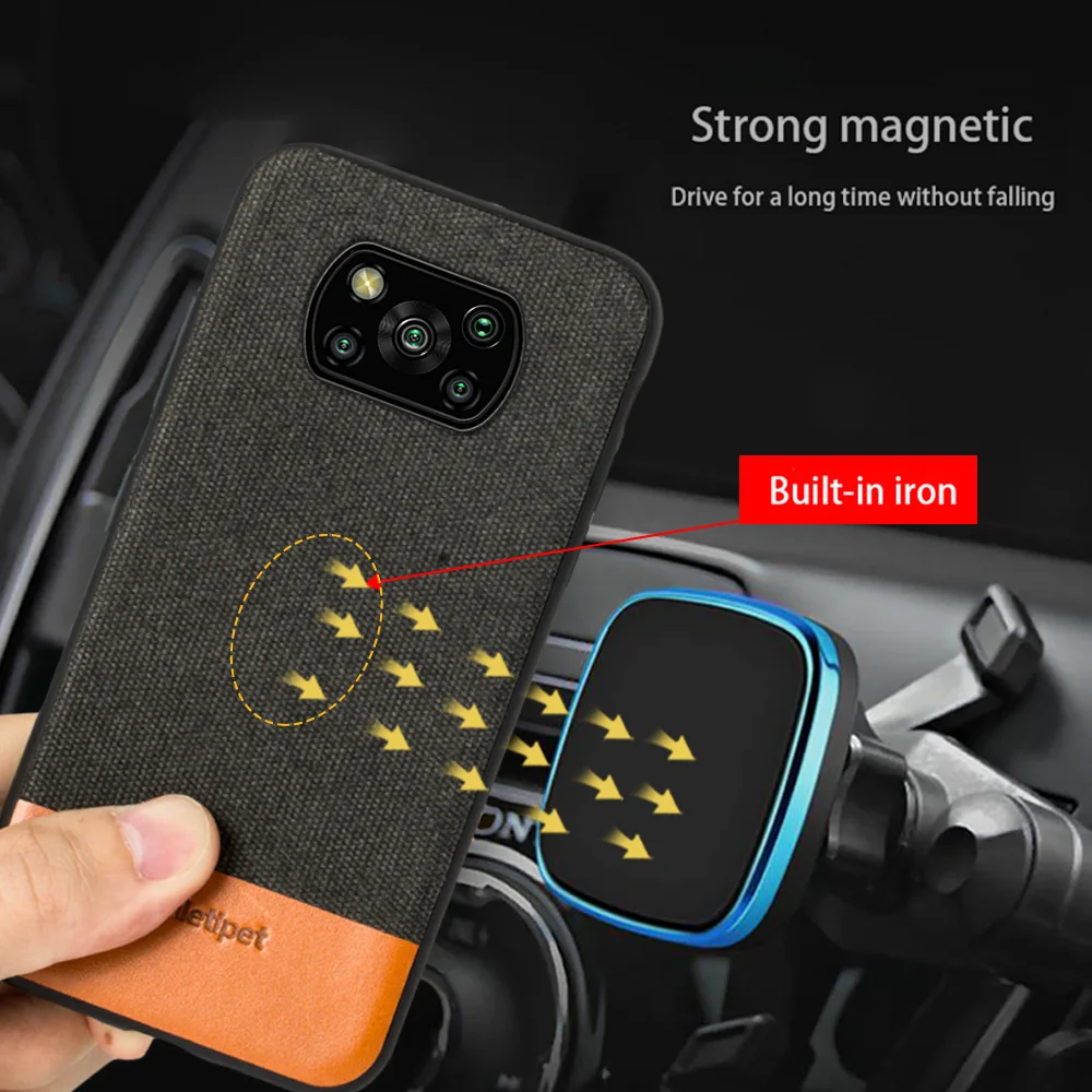 LANGSIDI Fabric Man business Magnetic case For POCO F3 GT POCO X3 NFC F1 F2 PRO Canvas shockproof coque For Poco X3 pro M3 PRO