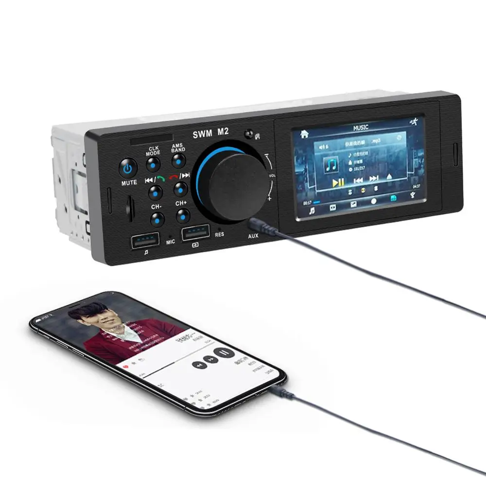 M2 автомобильный стерео MP3 музыкальный плеер fm-радио Bluetooth-совместимый 4 0 TF AUX Dual USB