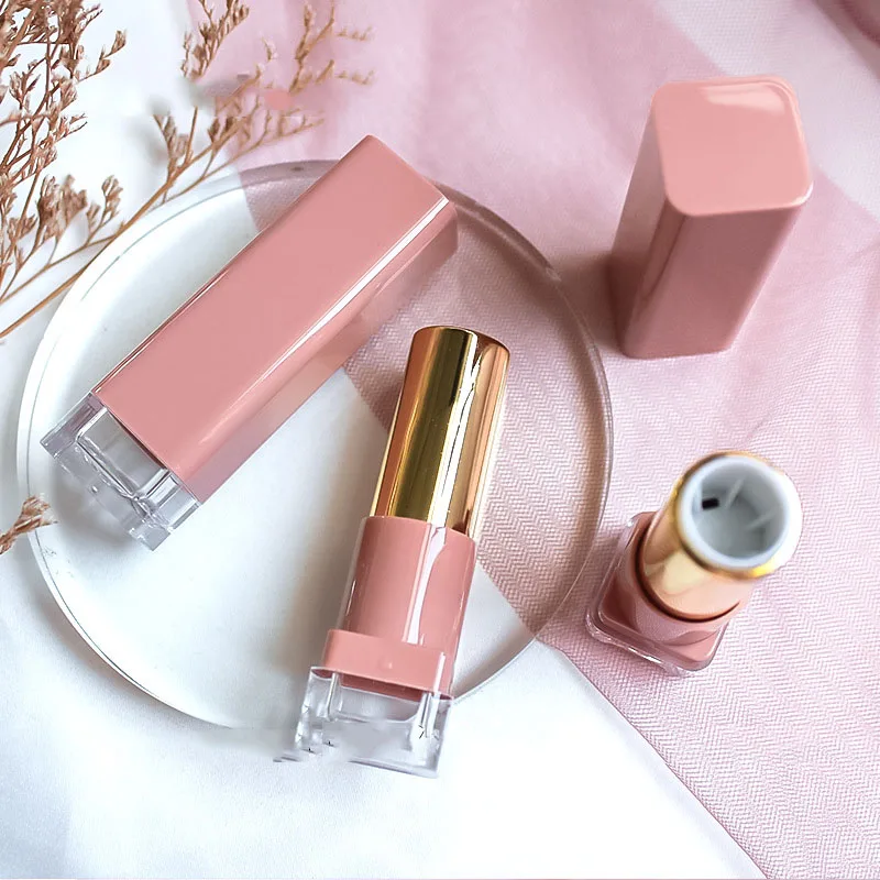 Milk tea pink empty lip tubes square lipstick tube DIY 12.1mm lipgloss blam gloss | Красота и здоровье