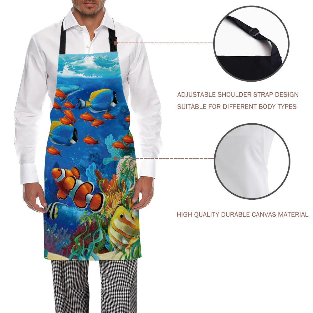 Tophome кухонный фартук мультяшный подводный мир клоун рыба кораллового рифа
