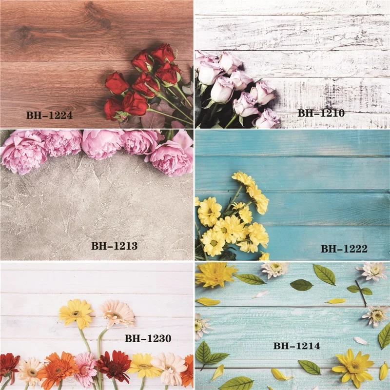 

Vinyl Custom Photography Backdrops Prop Flower and Wooden Planks Theme Photography Background #0102