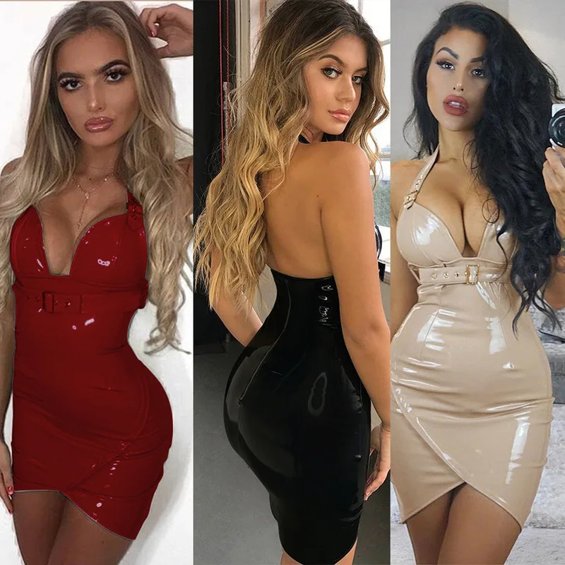 Женские платья из искусственной кожи облегающее летнее повседневное