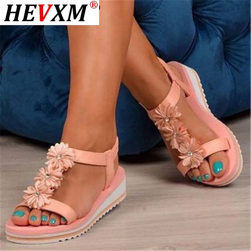 

Сандалии женские на толстой подошве, дышащие босоножки с цветочным принтом, Вулканизированная подошва, модная летняя обувь, 2021