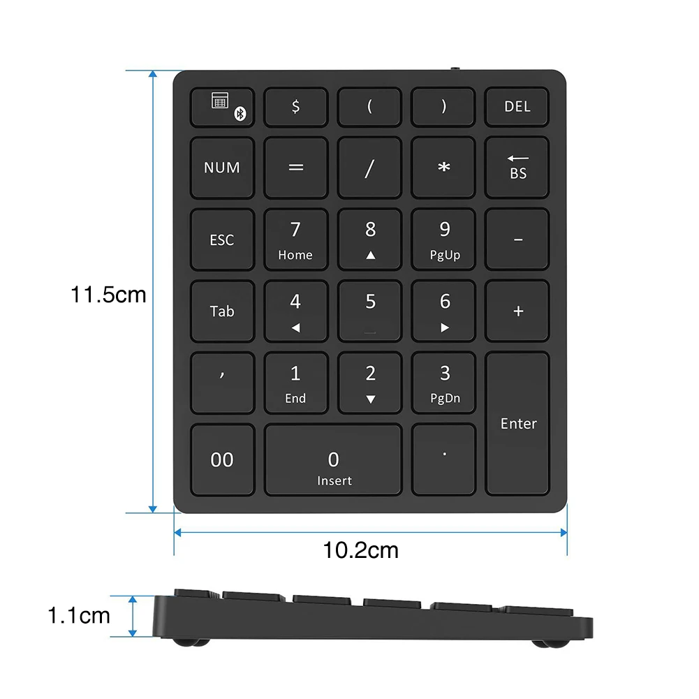 Multiple Shortcut Numeric Keyboard PC Tablet Laptop Smartphone Rechargeable Portable Desktop Wireless Bluetooth 28 Key Led |