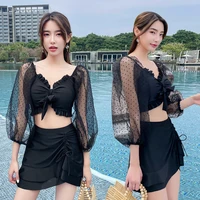 2021 new korean sexy bikini set swimwear women bikini solid swimsuit bathing suit femme biquini beach swimming swimskirt