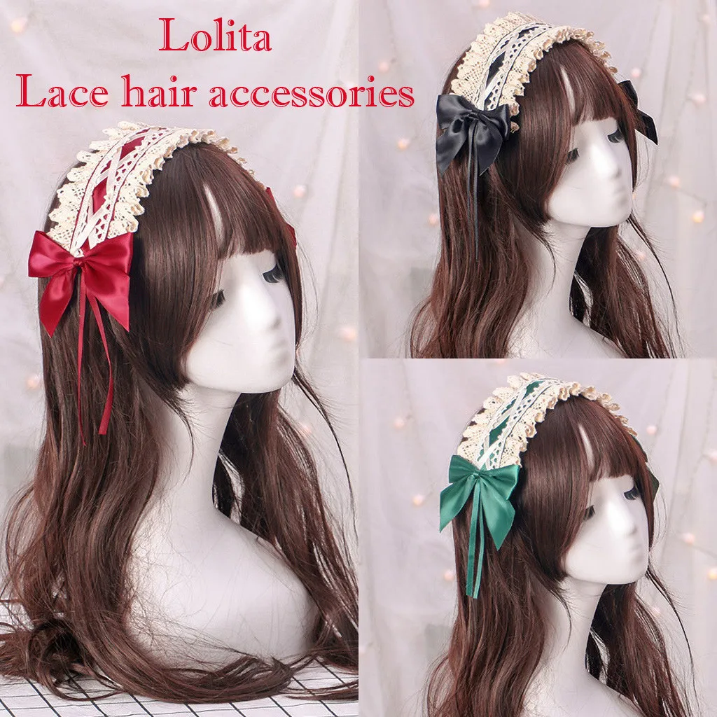 

Halloween Party Lolita lace headdress Anime maid Sweet Cosplay Costumes headband Ribbon Cute hair accessories cos Headqwear