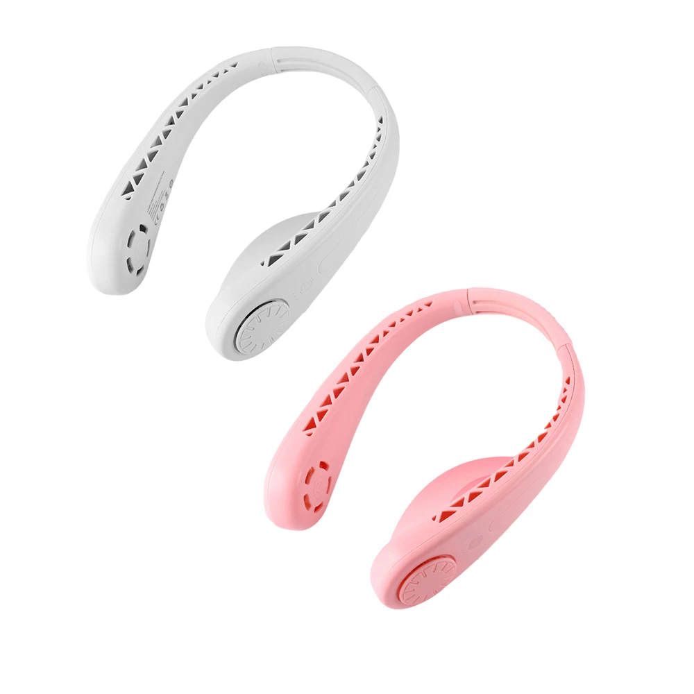 

New style hanging neck fan outdoor sports lazy fan mini portable hanging neck leafless fan USB travel three-speed adjustment