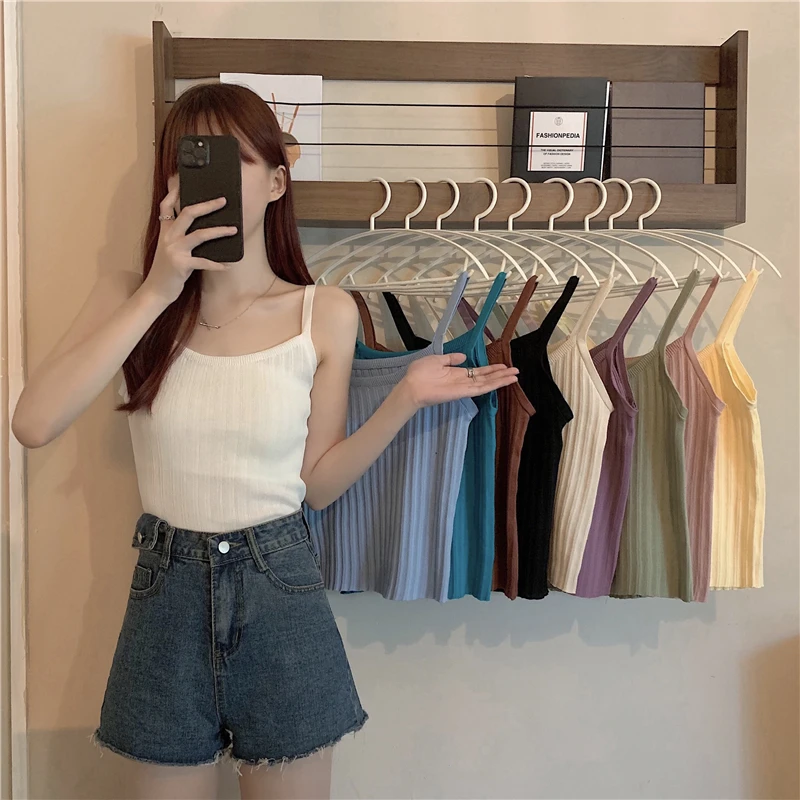 

New Women Sexy Solid Summer Camis Crop Top Female Casual Tank Tops Vest Sleeveless Cool Streetwear Club High Street