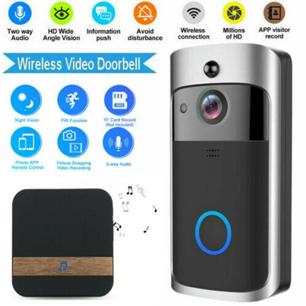 

Видеодомофон, умный, Wi-Fi, камера, визуальный домофон с звонком, ночное видение, IP-дверной звонок, беспроводная домашняя Wi-Fi камера безопаснос...