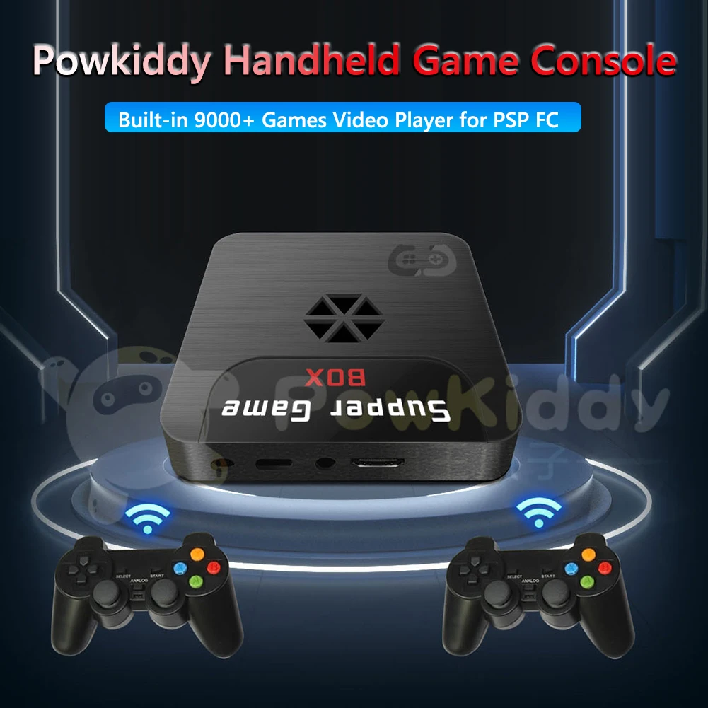 Супер консоль Powkiddy 1080P HD ТВ видео игровые консоли встроенные 9000 + игр с 2 4G