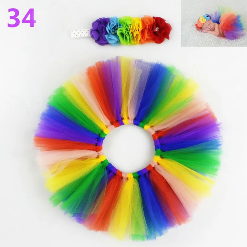 Newborn Photography Props Baby Girl Tutu Dress &amp Headband Photo Shooting Rainbow Costume New Born Fotografia Accessories | Детская