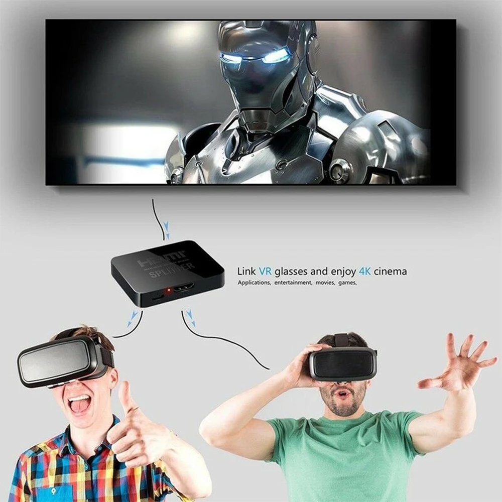 HDMI 1 в 2 Out 1080p 4K 1x2 HDCP 3D сплиттер усилитель сигнала питания аудио видео дистрибьютор