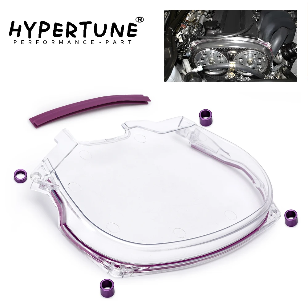 Hypertune - Clear Cam Gear Cover Timing Belt Cover Turbo Cam Pulley For 96-05 Mitsubishi Evolution Lancer EVO4-8 4G63 HT6338