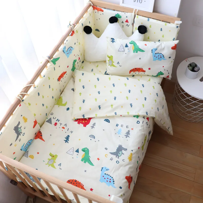 Baby Bedding Set For Boy Girl Nordic Cotton Baby Bed Linen For Newborns Kids Crib Bedding With Bumper Cot Kit Allow Custom Size