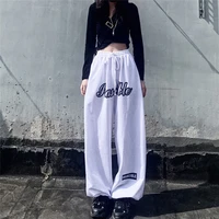 y2k nunisex loose style pants with pockets letters printed pattern elastic waist trousers s m l xl xxl