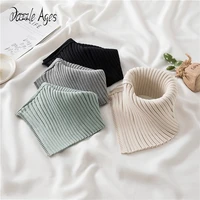 dazzle ages autumn winter knitted stripes women fashion casual thick triangle scarf pullover solid turtleneck warm neckerchief