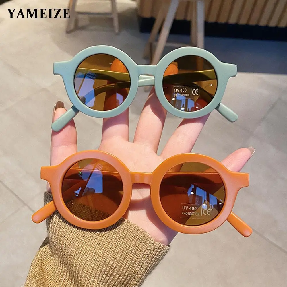Модные круглые детские солнцезащитные очки YAMEIZE, очки для девочек и мальчиков, Детские уличные очки, Винтажные Солнцезащитные очки с УФ-защитой, детские очки - изображение