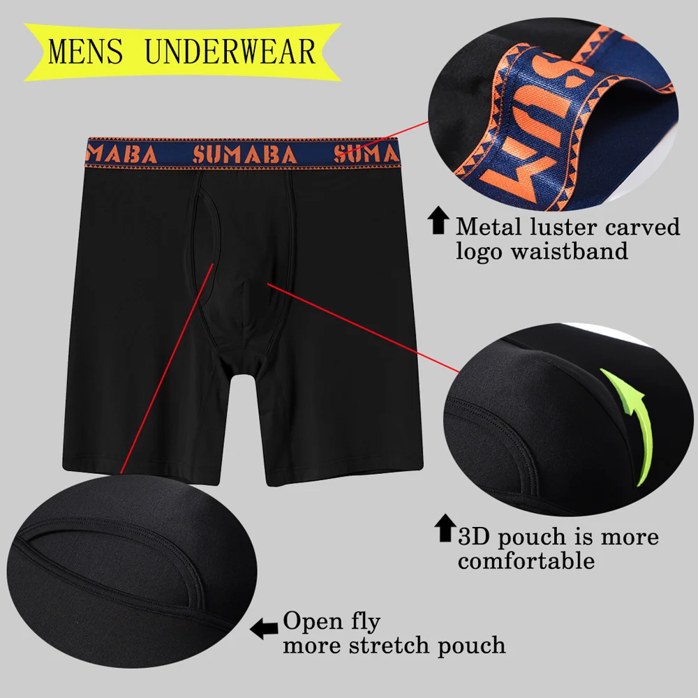 2021 New Arrivals Men's Bamboo-Fiber Breathable Bodysuit Open Fly Pure Color Men Boxer Briefs Slip Homme Boxershorts Fashion