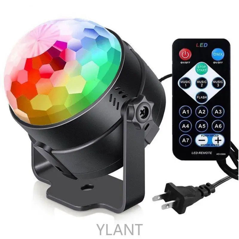 

Sound Activated Rotating Disco Ball DJ Party Lights 3W LED RGB LED Stage Lights For Christmas Wedding Sound Party Lights 7 Color