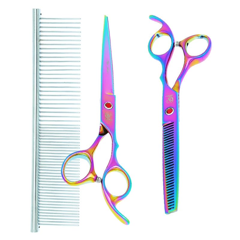 

Meisha 7 inch Pet Cutting Grooming Scissors Japanese 440c Dog Shears Groomer 6.5" Thinning Tijeras Animals Curved Shear B0017A