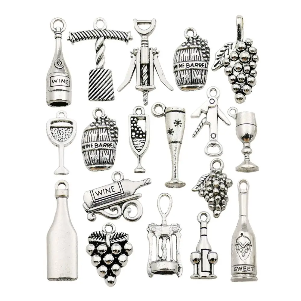 50 шт. серебряное Вино оптом бокал для вина открывалка винограда шармы бутылок