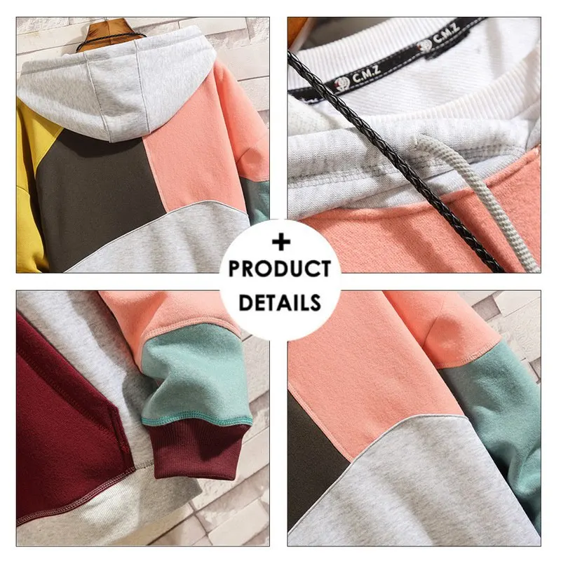 

Hoodie Men Pullover Men's Colorblocked Best Quality 2020 New Fashion Sweatshirts Mens Patchwork Japanese Retro Hooded Hoodies